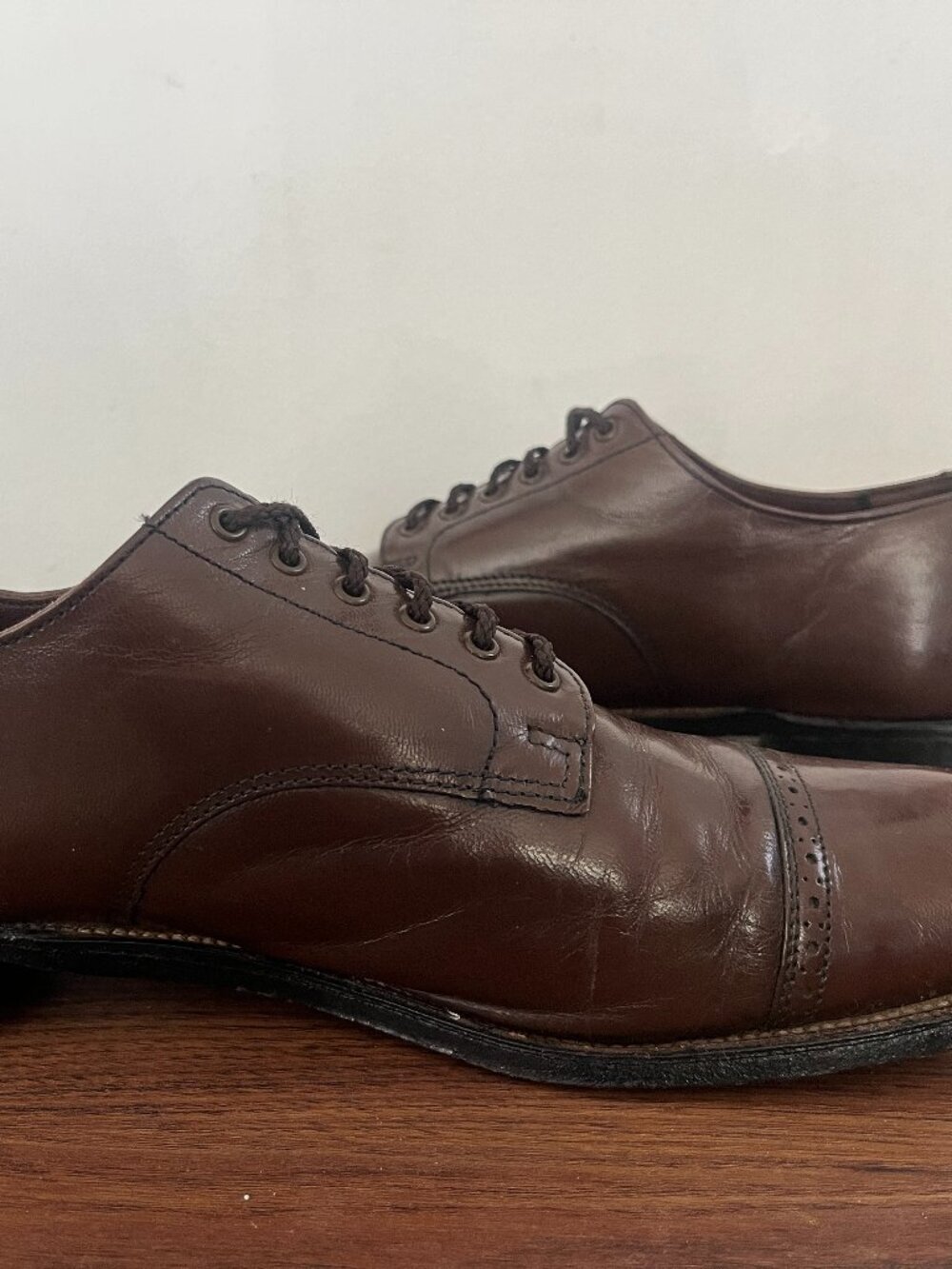 VTG Stacy Adams Men's 10D Brown Leather Oxford Lace Up Professional Work Dapper - Picture 7 of 8